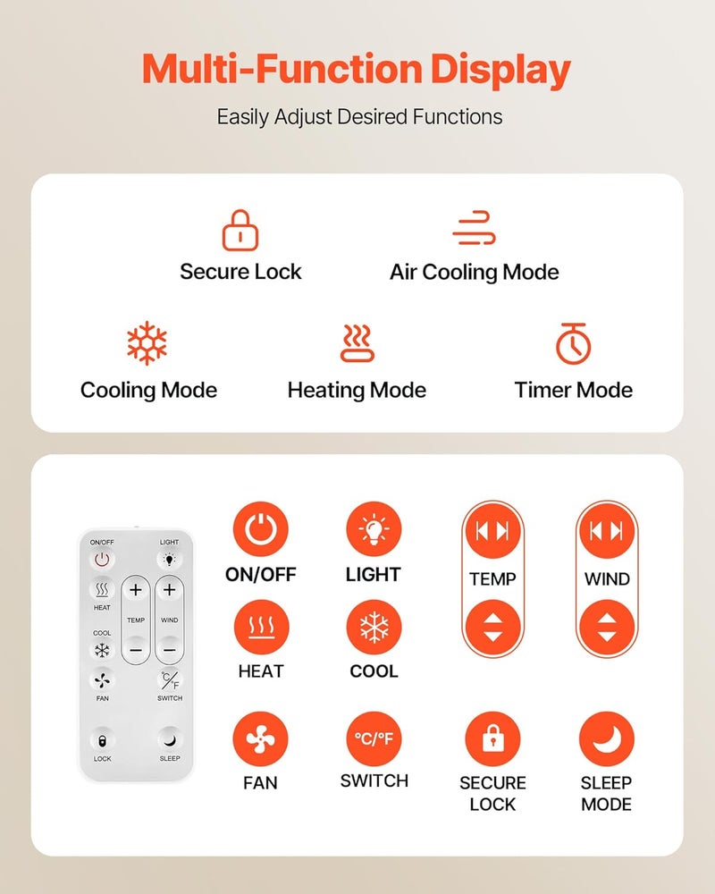 VEVOR مروحة من غرفة إلى غرفة، مروحة هواء مزدوجة قابلة للتعديل من خلال الجدار مع جهاز تحكم عن بعد وتحكم في درجة الحرارة، 300 CFM 10 سرعات تهوية هادئة في الجدار للمعيشة، غرفة الغسيل الداخلية - Image 5